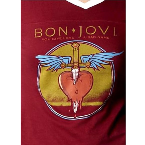 Bon Jovi T-Shirt football metal rock Official cotton T-Shirt Girls L NWT - Picture 2 of 2